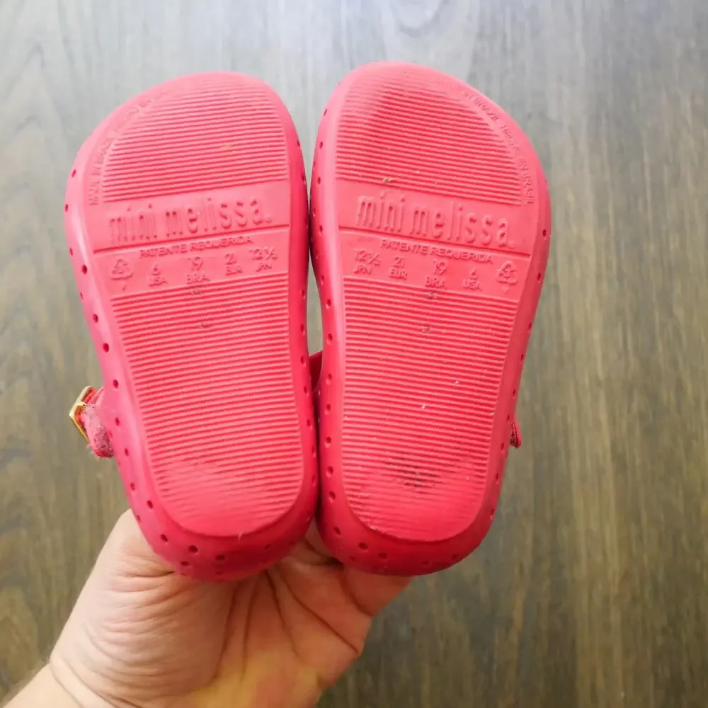 Mini Melissa Furadinha Pop Fruit Mary Janes Shoes Toddler Girls 6 Pink Orange